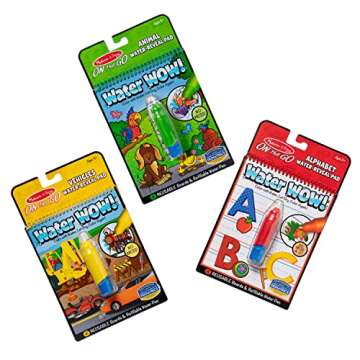 Melissa & Doug On the Go Water Wow! Reusable Water-Reveal Activity Pads, 3-pk, Vehicles, Animals, Alphabet - Travel Toys, Party Favors, Stocking Stuffers, Mess Free Coloring Books For Kids Ages 3+