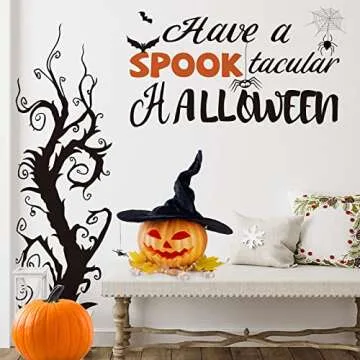 3 Sheets Halloween Wall Decals Tall Home Wall Decal Bats Ancient Castle Home Decor Removable DIY Art for Halloween Party Supplies