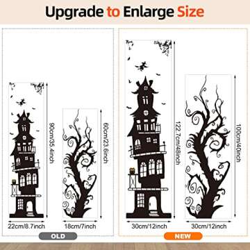 3 Sheets Halloween Wall Decals Tall Home Wall Decal Bats Ancient Castle Home Decor Removable DIY Art for Halloween Party Supplies
