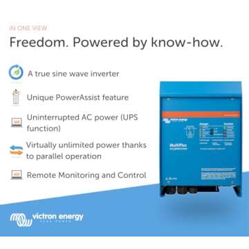 Victron Energy MultiPlus Pure Sine Wave Inverter Charger for 120 amp Battery, 3000VA 12-Volt