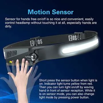 COSOOS Original 2 Rechargeable Headlamp Flashlight w/Red Light & Carry Case,1000 Lumen Bright LED Head Lamp Wide Beam, Motion Sensor, 2.4 oz Lightweight Headlight for Hiking & Camping Gear