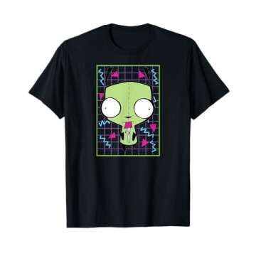 Nickelodeon Invader Zim Gir 90s Grid T-Shirt: Nostalgic Classic for Fans