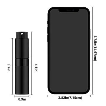 Lil Ray 8ml Portable Mini Perfume Atomizer(4 PCS)，Refilable Empty Small Spray Bottle for Travel, Twist Tpye Pocket Cologne Sprayer (Matte Black)