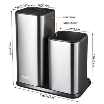 RedCall Kitchen Knife Holder,Stainless Steel Universal Knife Block Without Knives for Countertop,Mod...