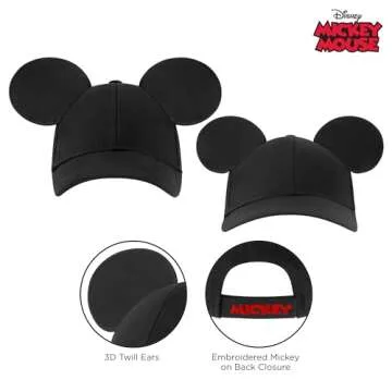 Disney Boys Mickey Mouse Ears Hat, Set Of 2 For Daddy And Me Baseball Cap, Black, 4-7 Years US
