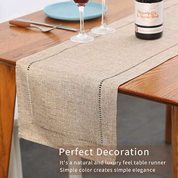 Tosewever Decorative Linen Table Runner for Elegant Dining
