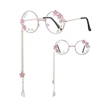 Kawaii Glasses With Chain Kawaii Accessories Glass Case Included Cute Glasses Cosplay Accessories Ka...