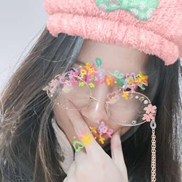 Kawaii Glasses With Chain Kawaii Accessories Glass Case Included Cute Glasses Cosplay Accessories Kawaii Sakura Accessories