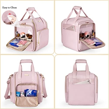 Prokva Travel Makeup Bag with Removable Cases Pink