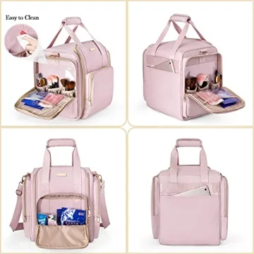 Prokva Travel Makeup Bag with Removable Cases Pink