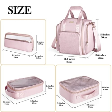 Prokva Travel Makeup Bag with Removable Cases Pink