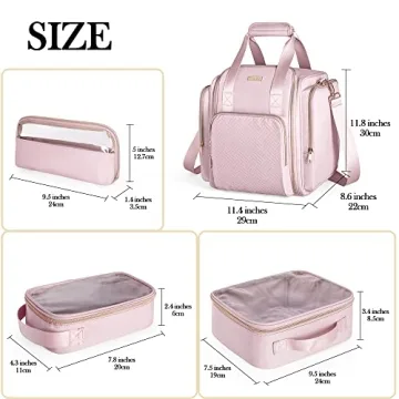 Prokva Travel Makeup Bag with Removable Cases Pink