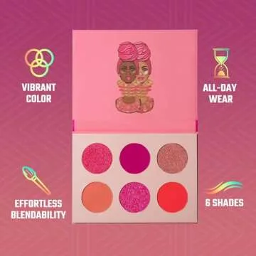 Juvia's Place Palette The Sweet Pinks - Deep Fuchsia, Soft & Sweet Pink, Shades of 6, Pressed Pigments Palette, Professional Makeup, Pigmented Pan Palette, Makeup Palette for Color & Shine