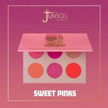 Juvia's Place Palette The Sweet Pinks - Deep Fuchsia, Soft & Sweet Pink, Shades of 6, Pressed Pigments Palette, Professional Makeup, Pigmented Pan Palette, Makeup Palette for Color & Shine