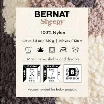 Bernat Sheepy Light Fawn Yarn - 2 Pack of 250g/8.8oz - Nylon - 6 Super Bulky - Knitting/Crochet