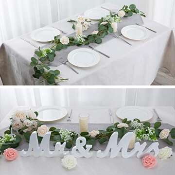 Belle Fleur Faux Eucalyptus Garland 6FT, 147 Pcs Leaves Christmas Greenery Garland for Wedding Backdrop Table Runner Decor