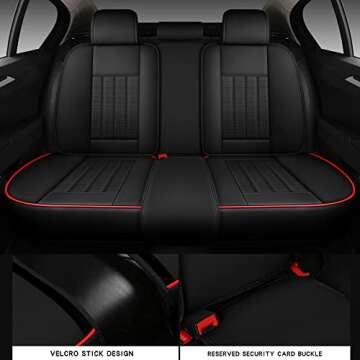 Raheem02 Seat Covers 5-Seater Full Set, Universal Type, Suitable for Most Cars, SUV, Trucks, Pickup Ttrucks, Airbags Compatible with Synthetic Leather Car Seat Cushion Protectors (Black)