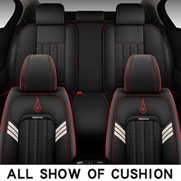 Raheem02 Seat Covers 5-Seater Full Set, Universal Type, Suitable for Most Cars, SUV, Trucks, Pickup Ttrucks, Airbags Compatible with Synthetic Leather Car Seat Cushion Protectors (Black)