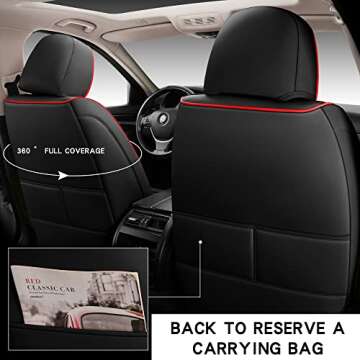 Raheem02 Seat Covers 5-Seater Full Set, Universal Type, Suitable for Most Cars, SUV, Trucks, Pickup Ttrucks, Airbags Compatible with Synthetic Leather Car Seat Cushion Protectors (Black)