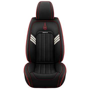 Raheem02 Seat Covers 5-Seater Full Set, Universal Type, Suitable for Most Cars, SUV, Trucks, Pickup Ttrucks, Airbags Compatible with Synthetic Leather Car Seat Cushion Protectors (Black)