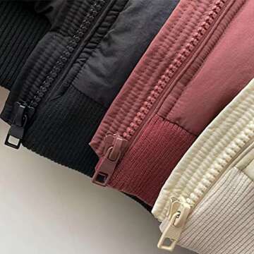 KEOMUD Women's Winter Crop Vest Lightweight Sleeveless Warm Outerwear Puffer Vest Padded Gilet Vest Beige X-Small