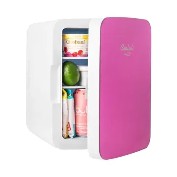 Cooluli 10L Mini Fridge for Bedroom, Car, Office Desk & Dorm - Portable Thermoelectric Cooler & Warmer for Food, Drinks, Skincare - Compact Refrigerator with Glass Front, Pink