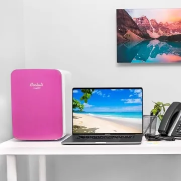 Cooluli 10L Mini Fridge for Bedroom, Car, Office Desk & Dorm - Portable Thermoelectric Cooler & Warmer for Food, Drinks, Skincare - Compact Refrigerator with Glass Front, Pink