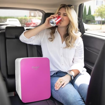 Cooluli 10L Mini Fridge for Bedroom, Car, Office Desk & Dorm - Portable Thermoelectric Cooler & Warmer for Food, Drinks, Skincare - Compact Refrigerator with Glass Front, Pink