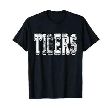 Tigers Mascot Distressed Vintage School Sports Name Fan T-Shirt