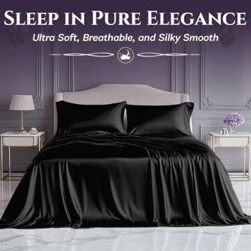 SLEEP SANCTUARY Satin Sheets Queen Size – 4 Piece Luxury Silky Bed Set, Softer Than Silk, 15" Deep...