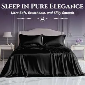 SLEEP SANCTUARY Satin Sheets Queen Size – 4 Piece Luxury Silky Bed Set, Softer Than Silk, 15" Deep...