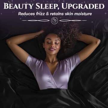 SLEEP SANCTUARY Satin Sheets Queen Size – 4 Piece Luxury Silky Bed Set, Softer Than Silk, 15" Deep Pocket, Cooling & Wrinkle-Free, Moisture-Wicking & Breathable for Hair & Skin (Black)