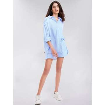 EXLURA Women's Summer 2 Piece Matching Shirt and Shorts