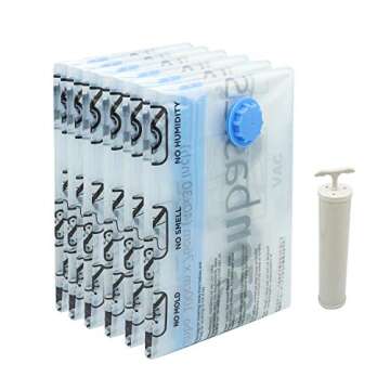 Amazon Basics Vacuum Compression Storage Bags With Hand Pump | Jumbo, 6-Pack