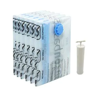 Amazon Basics Vacuum Compression Storage Bags With Hand Pump | Jumbo, 6-Pack