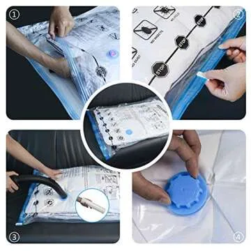 Amazon Basics Vacuum Compression Storage Bags With Hand Pump | Jumbo, 6-Pack