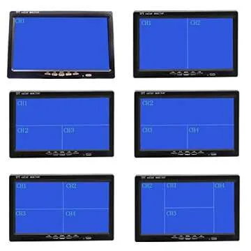 Hikity 7 Inch Vehicle Backup Camera Monitor only, Quad Split HD LCD Display Screen, Car Monitor for ...