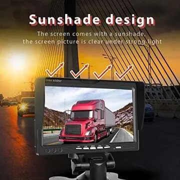 Hikity 7 Inch Vehicle Backup Camera Monitor only, Quad Split HD LCD Display Screen, Car Monitor for SUV Van RV Truck, V1/V2/V3/V4 Video Input, 9V/36V + Headrest Mounting Bracket & Dash Stand