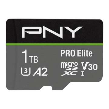 PNY 1TB PRO Elite Class 10 U3 V30 microSDXC Flash Memory Card - 100MB/s, Class 10, U3, V30, A2, 4K U...
