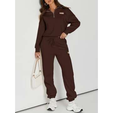 Comfortable Herseas Women's Lounge Set with Quarter Zip