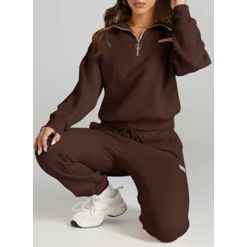 Comfortable Herseas Women's Lounge Set with Quarter Zip