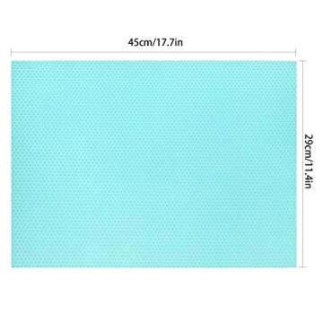 BAKHUK 9pcs Refrigerator Liners, Refrigerator Mats for Glass Shelves Washable, Fridge Shelf Liners Covers Pads, Kitchen Refrigerator Accessories, 3 Green, 3 Pink, 3 Blue