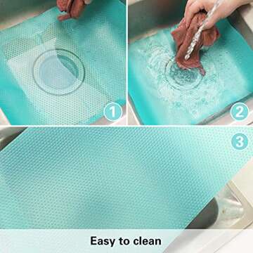 BAKHUK 9pcs Refrigerator Liners, Refrigerator Mats for Glass Shelves Washable, Fridge Shelf Liners Covers Pads, Kitchen Refrigerator Accessories, 3 Green, 3 Pink, 3 Blue