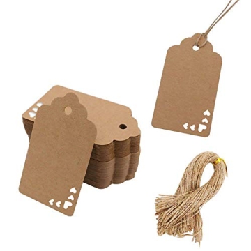 Koogel 100 PCS Kraft Paper Tags for Gift Wrapping