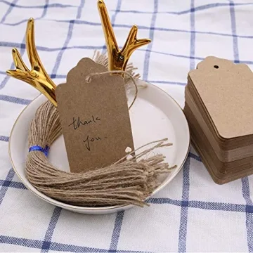 Koogel 100 PCS Kraft Paper Tags for Gift Wrapping