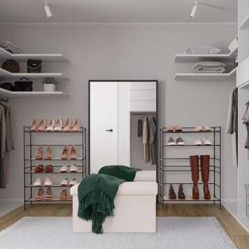 Seville Classics Cushioned Fabric Ottoman Hidden Storage Chest Footrest Chair, Padded Seat for Bedroom, Dorm, Loft, Living Room, Entryway, Hallway, White Boucle, 30" Bench