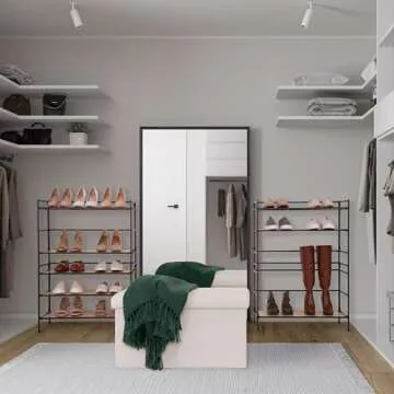 Seville Classics Cushioned Fabric Ottoman Hidden Storage Chest Footrest Chair, Padded Seat for Bedroom, Dorm, Loft, Living Room, Entryway, Hallway, White Boucle, 30" Bench