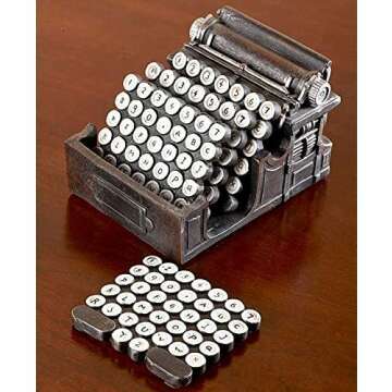 Vintage 5-Piece Typewriter Coaster Set - Stylish Home Decor