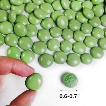 ROOFOO Flat Marbles Glass Gems Pebbles Gemstone Vase Fillers Beads for Vases Flat Gems Aquarium Ston...