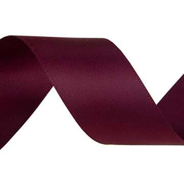 VATIN Double Face Wine Satin Ribbon for Gift Wrapping and Crafts